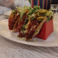 Tacos - one hot, two mild. Very tasty at Amigos Mexican Restaurant in Hobart