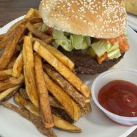 Smoked Gouda burger from the vegan menuu  at The Healthier Place to Eat in Pocatello