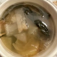 Seasonal medicinal soup the lady insisted I have and wow was it good!  at Vegetarian Service in Hong Kong Island