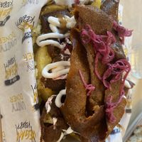 Loaded kebab wedges   at Unity Doner in Edinburgh