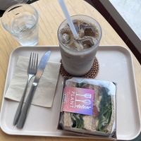 Hummus sandwich + decaf soy lattee  at Plant Bakery Cafe (HBC) in Seoul