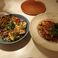 Tofu salad (with crispy noodles) and Pad Thai at Gingerbaby Restaurant and Bar in Queenscliff