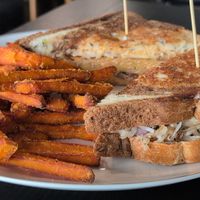 Reuben with sweet potato fries at Green Table in Trinity