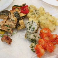 Choice of vegan starters from the buffet at Heller's Vegetarisches Restaurant & Cafe in Mannheim