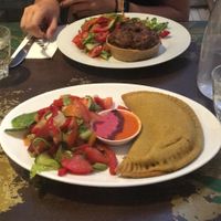 Quiche and Caribbean Sambusac  at Nagila in Jerusalem
