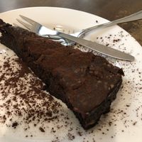 Raw chocolate cake at Nagila in Jerusalem