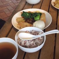 Lunch buffet with rice and soup  at Bijas Vegetarian 一念素食 in Hong Kong Island
