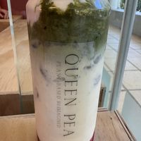 Iced Strawberry Matcha with soy milk 🌱  at Queen Pea in Balmain