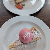 Baked vegan cheesecake - raspberry frangipane at The Farmhouse at Redcoats in Hitchin