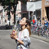 Happy me with vegan ice cream at iceDate - Amalienstt in Munich