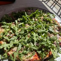 Veggie pizza with vegan cheese   at The Flying Bear Pizzeria in Naturita