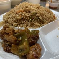 Fried rice. Comes with fried cauliflower  at Taj Chaat House in Irving