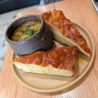 Seasonal soup with focaccia at Abby and the Black Cat in Columbus