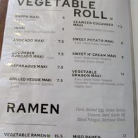 Veggie options at Sushi-Ro in Ottawa