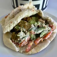 Stuffed falafel sandwich at Al Baghl Restaurant in Dubai