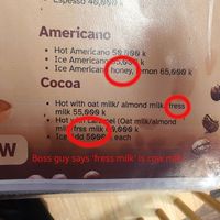 Bossguy told me 'fress milk' on the menu = cow milk. They also offer honey. at Reunion Cafe Luang Prabang in Luang Prabang