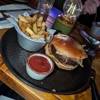 Blackbird vegan burger with fries at Gorilla in Manchester