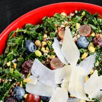 Vegetarian kale and quinoa salad (can be veganized without cheese) at Cafe Zupas in Lehi