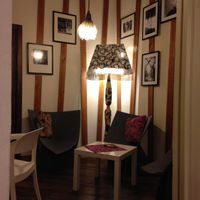 The lounge were I drank my tea :-)  A very pleasant place. at Mondo di Eutepia in Bologna