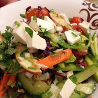 Vegan California Salad with Vegan Cheese at Cafe Joe - Ibn Gabirol in Tel Aviv