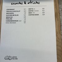 menu  at drip coffee culture in Oberoesterreich
