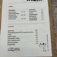 menu  at drip coffee culture in Oberoesterreich