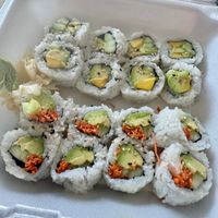 Cute sushi spot right next to the beach.  Good selection of vegan sushi rolls, small salads and a summer roll.  Friendly staff. at Cherry Blossom Sushi in Carolina Beach