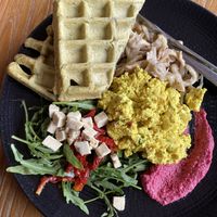 Vegan Savoury Waffle (minus the avocado)  at Kayu Cafe in 