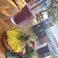 Avocado and scrambled tofu toast at Kayu Cafe in 