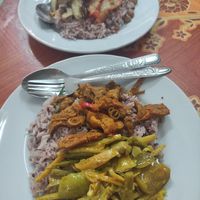 Rice and mixed options at 90THB total for both at Ching Sin in Hat Yai