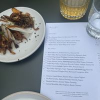 Adapted menu and oyster mushrooms  at Root Bath in Bath