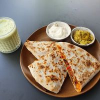 Quesadilla and cashew ayran at Bi Nevi Deli in Istanbul