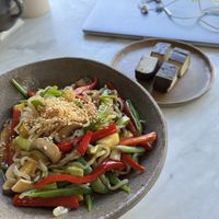 Noodles and smoked tofu   at Bi Nevi Deli in Istanbul