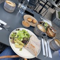 Gyro, 4 cheese sandwich, pogaca and lattes  at Bi Nevi Deli in Istanbul