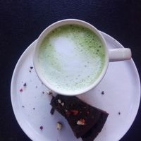 matcha latte at Bi Nevi Deli in Istanbul