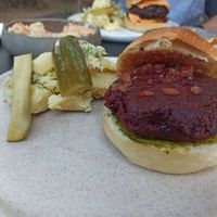 Beet burger at Bi Nevi Deli in Istanbul