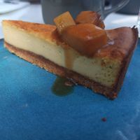 Peach and almond cheesecake at Bi Nevi Deli in Istanbul