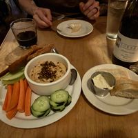White bean hummus with lavash and bread with vegan butterr  at Pot Pie in Kansas City