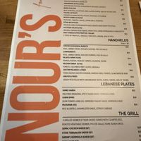 Menu  at NOUR’S in Kansas City