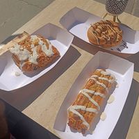 Herb pie, potato pie, and halva pastry 🥧 at Crumberry Plant-based Cafe in Rodos