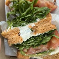 Boulder Peak (Vegan Cream Cheese instead of Mozzarella )  at Moe's Broadway Bagel in Boulder