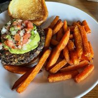 Incredible house made black bean burger !  at Aspen Tap House in Champaign