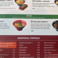Vegan Ramen options at Ajisen Ramen Waterloo in Waterloo
