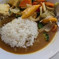 Mango curry with tofu at Srifaa's in Chiang Mai