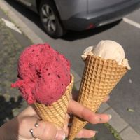 Forest fruit and hazelnut (1,60€ each) - yum!  at Cream Eiscafe in Dortmund