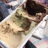 Fondente, pistacchio e nocciola (vaschetta presa da asporto)  at Gelateria F.lli Vecchio in Rome