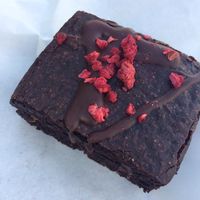 Peanut and raspberry brownie  at Ruby's of London in South East London