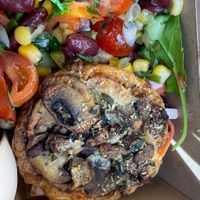 Mushroom quiche and two salads  at Ruby's of London in South East London