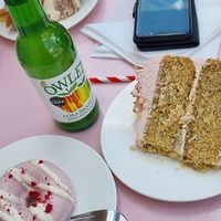 Strawberry & white chocolate doughnut + Sponge cake at Ruby's of London in South East London