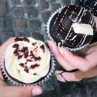 Chocolate and red velvet cupcake at Ruby's of London in South East London